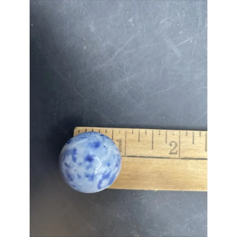 Vintage Large Clay Marble Textured Blue Variation And White 1#